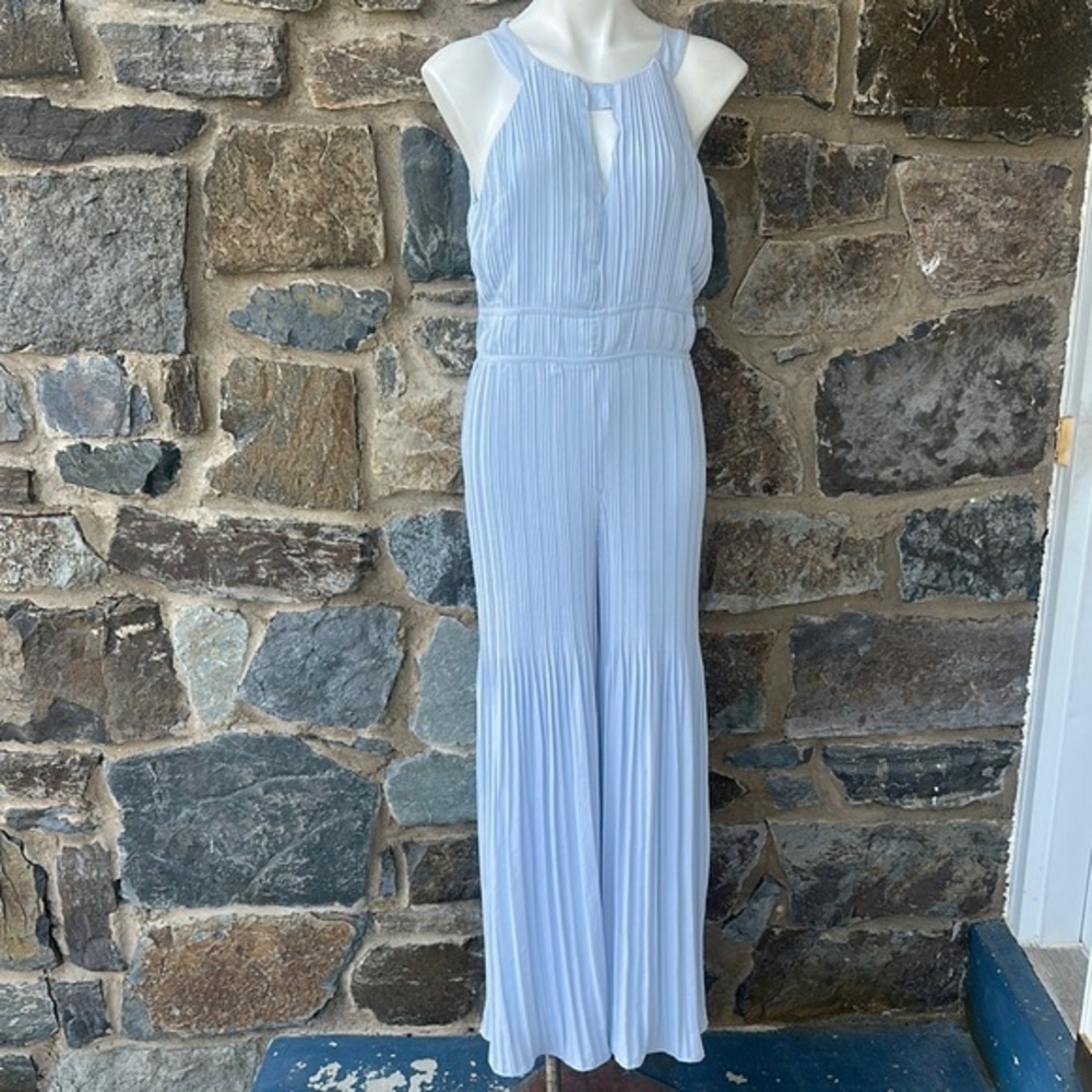 NWT Hariyn Pale Blue Pleated Wide-Leg Jumpsuit | Size L |